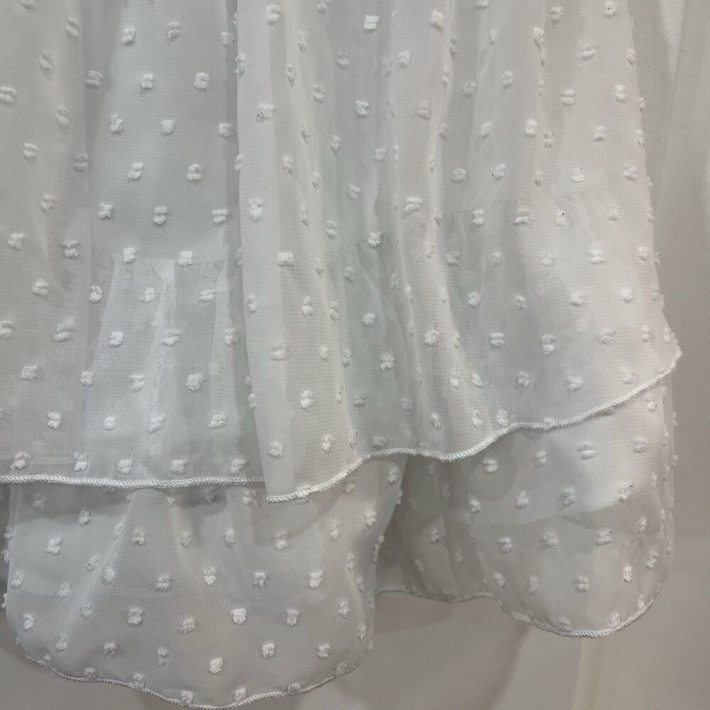 Sugar Thrillz Soft Regal Days White Ruffle Mini Dress Size Small Coquette Sheer - Picture 3 of 9